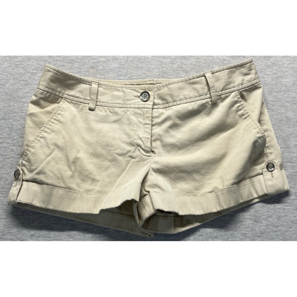 Express Design Studio Chino Shorts Womens 32W Beige Cotton Cuffed Slash Pockets